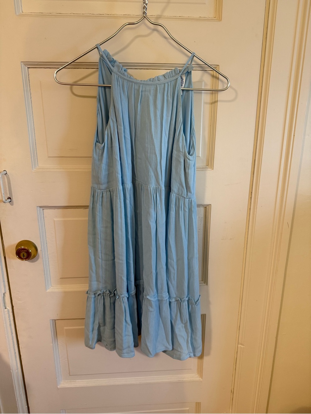Francesca's Light Blue Tie-Shoulder Sundress